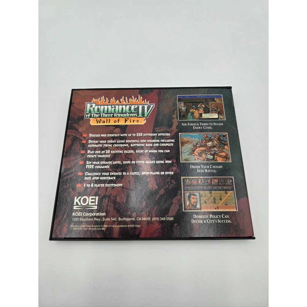 Romance of the Three Kingdoms IV Wall of‎ Fire PC CD-ROM Koei 1995 CIB No Box